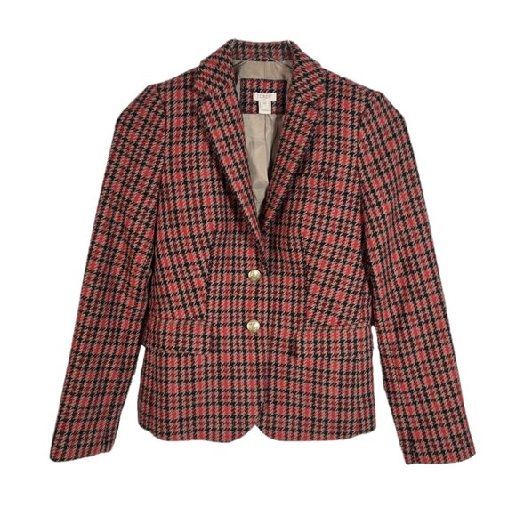 J. Crew Schoolboy Plaid Houndstooth Wool Blend Blazer Size 00 - Picture 1 of 6
